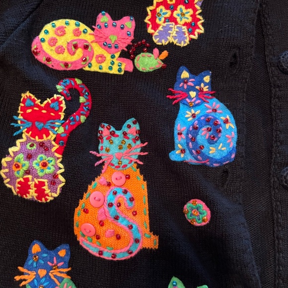 Michael Simon Black Cat Pattern Cardigan - Picture 5 of 7